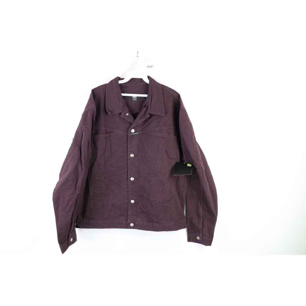 NOS Vtg 90s Marithe Francois Girbaud Men L Spell Out Denim Trucker Jacket Purple